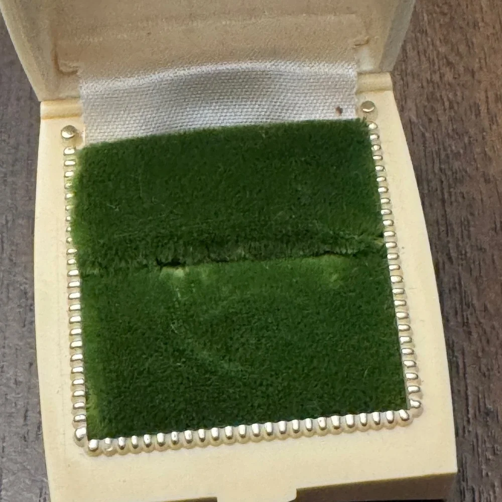 Rocket Jewelry Box Ring Case Cream Green Vintage Mid-Century Made in USA